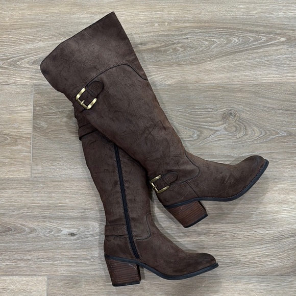 Zealy Brown Stacked Heel Side Zip Boots - Size 8 - Picture 1 of 6